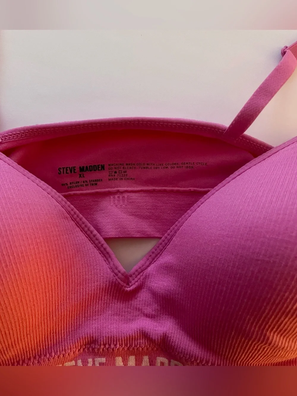 Steve Madden Pink Bralette XL Seamless Adjustable Straps Wireless New With Tags